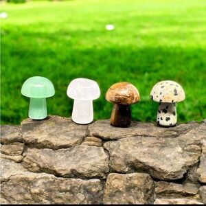 Set of Four natural crystal Mushrooms